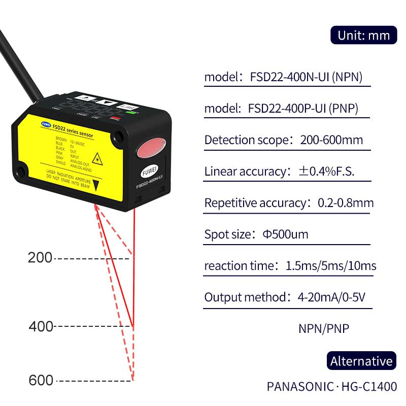 FSD22-400P-UI लेजर विस्थापन सेंसर